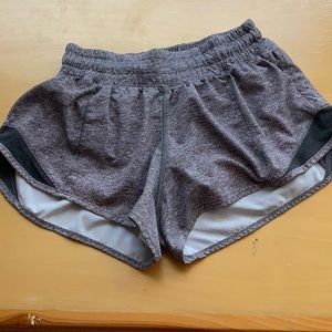 Grey hotty hot, low rise, 2.5 inches, size 2, lululemon shorts, used.